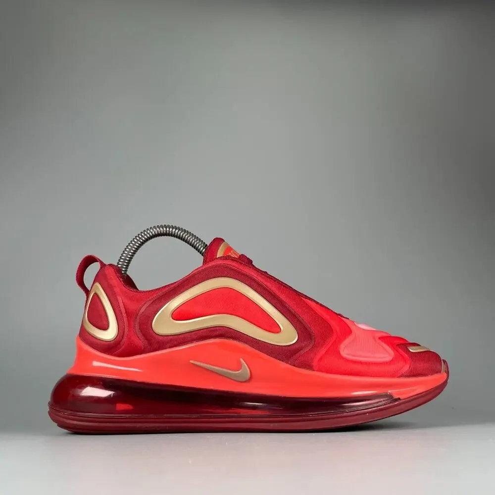 Size 6Y Womens 7.5 Nike Air Max 720 Crimson Red Gold Running Shoe Casual Sneaker